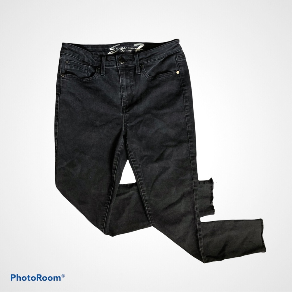 Seven7 Mid Rise Black Skinny Jeans